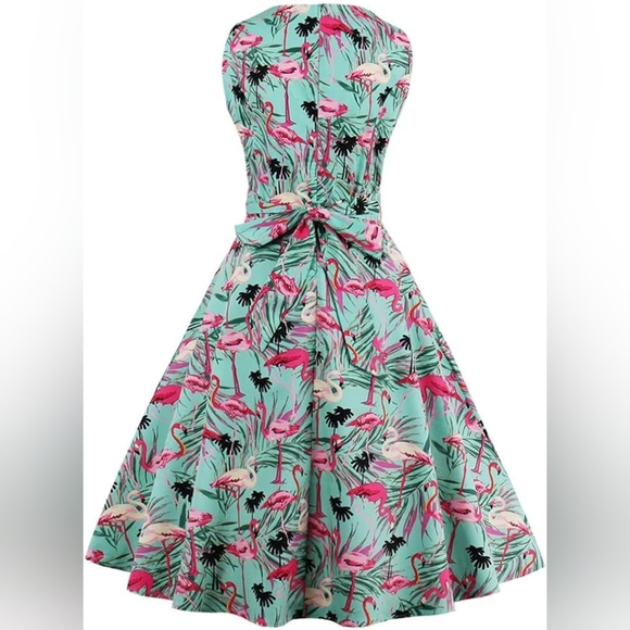 Flamingo Rockabilly Dress - Picture 2 of 7
